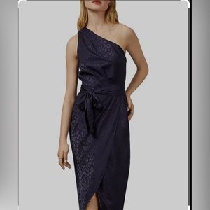 Ted baker navy one shoulder dress outlet